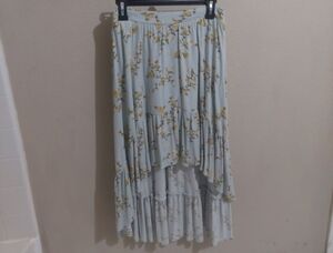 Xhilaration Blue and Yellow Floral High-Low Skirt